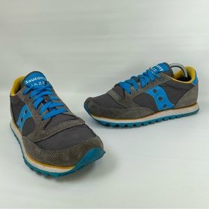 Saucony Original Jazz Low Pro Women’s 6.5 Grey Yellow Blue S1866-156 Read